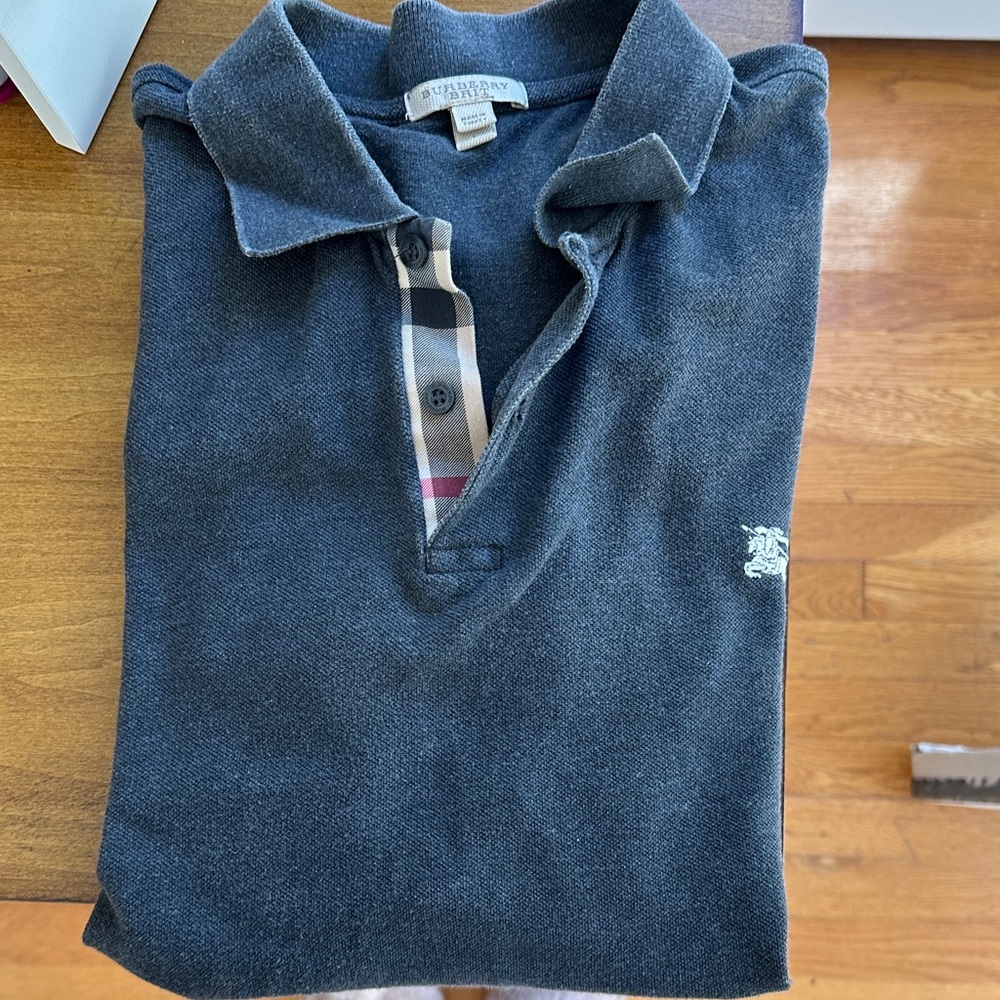 Burberry Charcoal Polo with Check Accent